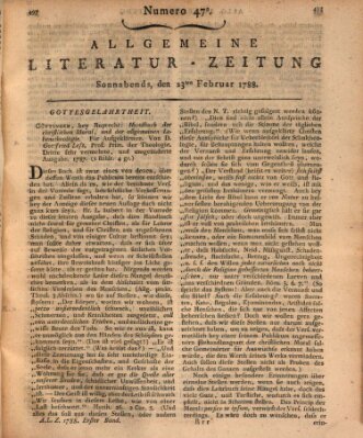 Allgemeine Literatur-Zeitung (Literarisches Zentralblatt für Deutschland) Samstag 23. Februar 1788