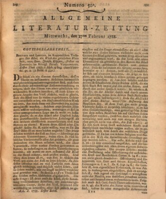 Allgemeine Literatur-Zeitung (Literarisches Zentralblatt für Deutschland) Mittwoch 27. Februar 1788