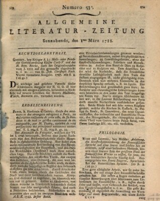 Allgemeine Literatur-Zeitung (Literarisches Zentralblatt für Deutschland) Samstag 1. März 1788