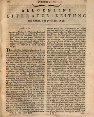 Allgemeine Literatur-Zeitung (Literarisches Zentralblatt für Deutschland) Dienstag 4. März 1788