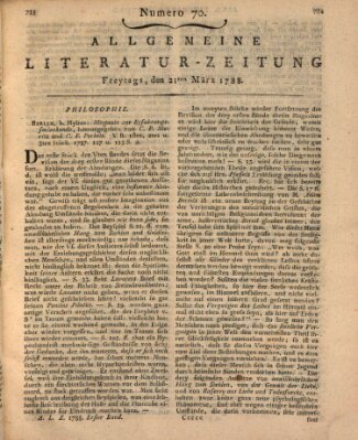 Allgemeine Literatur-Zeitung (Literarisches Zentralblatt für Deutschland) Freitag 21. März 1788