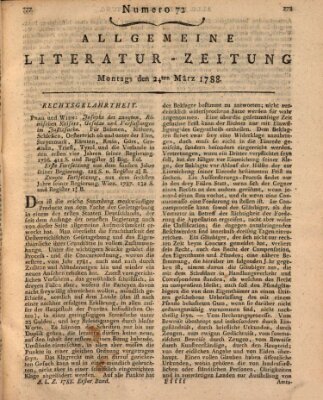 Allgemeine Literatur-Zeitung (Literarisches Zentralblatt für Deutschland) Montag 24. März 1788