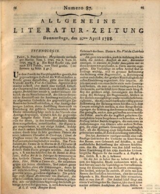 Allgemeine Literatur-Zeitung (Literarisches Zentralblatt für Deutschland) Donnerstag 10. April 1788