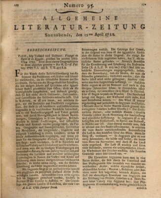 Allgemeine Literatur-Zeitung (Literarisches Zentralblatt für Deutschland) Samstag 19. April 1788