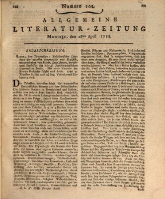 Allgemeine Literatur-Zeitung (Literarisches Zentralblatt für Deutschland) Montag 28. April 1788