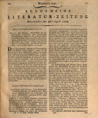 Allgemeine Literatur-Zeitung (Literarisches Zentralblatt für Deutschland) Mittwoch 30. April 1788