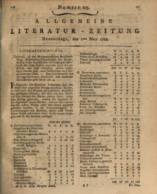 Allgemeine Literatur-Zeitung (Literarisches Zentralblatt für Deutschland) Donnerstag 1. Mai 1788