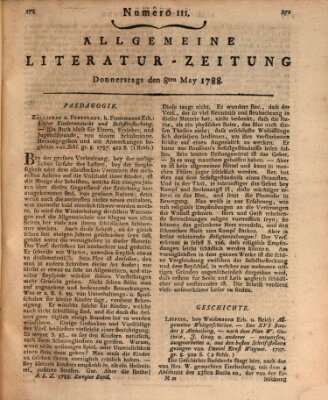 Allgemeine Literatur-Zeitung (Literarisches Zentralblatt für Deutschland) Donnerstag 8. Mai 1788