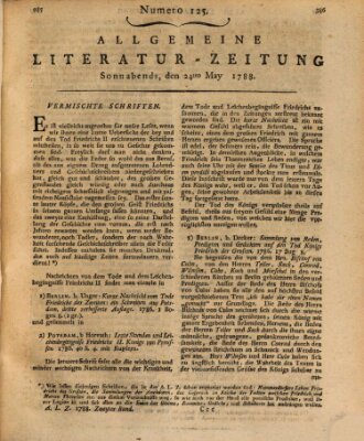 Allgemeine Literatur-Zeitung (Literarisches Zentralblatt für Deutschland) Samstag 24. Mai 1788
