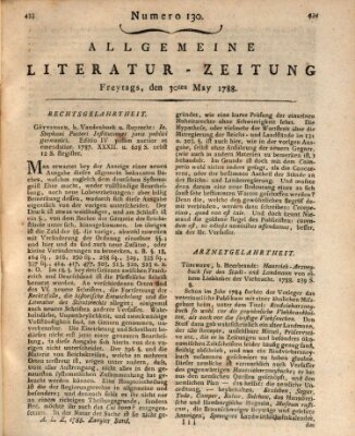 Allgemeine Literatur-Zeitung (Literarisches Zentralblatt für Deutschland) Freitag 30. Mai 1788