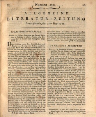 Allgemeine Literatur-Zeitung (Literarisches Zentralblatt für Deutschland) Samstag 31. Mai 1788