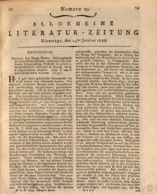 Allgemeine Literatur-Zeitung (Literarisches Zentralblatt für Deutschland) Dienstag 24. Juni 1788