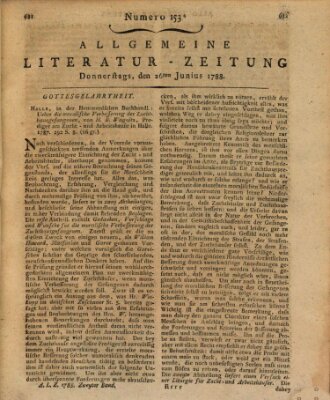 Allgemeine Literatur-Zeitung (Literarisches Zentralblatt für Deutschland) Donnerstag 26. Juni 1788