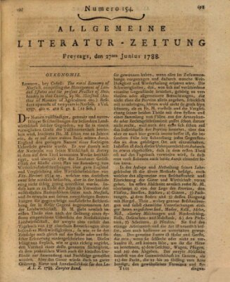 Allgemeine Literatur-Zeitung (Literarisches Zentralblatt für Deutschland) Freitag 27. Juni 1788