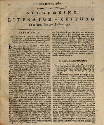 Allgemeine Literatur-Zeitung (Literarisches Zentralblatt für Deutschland) Freitag 4. Juli 1788