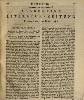 Allgemeine Literatur-Zeitung (Literarisches Zentralblatt für Deutschland) Freitag 18. Juli 1788