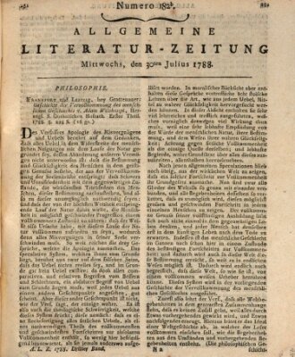 Allgemeine Literatur-Zeitung (Literarisches Zentralblatt für Deutschland) Mittwoch 30. Juli 1788