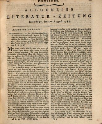 Allgemeine Literatur-Zeitung (Literarisches Zentralblatt für Deutschland) Dienstag 5. August 1788