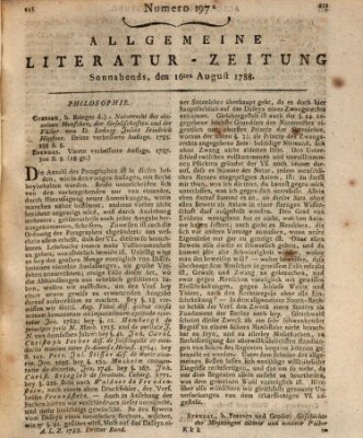 Allgemeine Literatur-Zeitung (Literarisches Zentralblatt für Deutschland) Samstag 16. August 1788