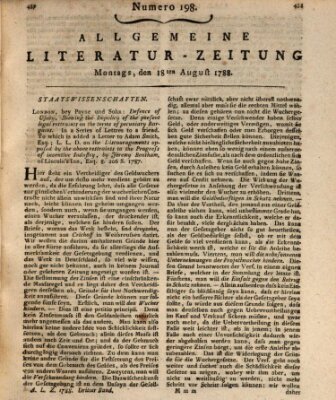 Allgemeine Literatur-Zeitung (Literarisches Zentralblatt für Deutschland) Montag 18. August 1788