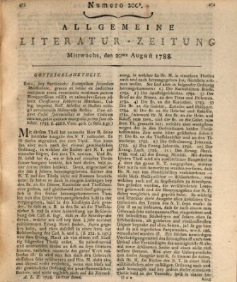 Allgemeine Literatur-Zeitung (Literarisches Zentralblatt für Deutschland) Mittwoch 20. August 1788