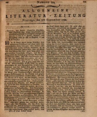 Allgemeine Literatur-Zeitung (Literarisches Zentralblatt für Deutschland) Freitag 5. September 1788