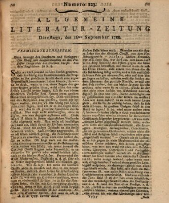 Allgemeine Literatur-Zeitung (Literarisches Zentralblatt für Deutschland) Dienstag 16. September 1788