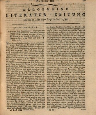 Allgemeine Literatur-Zeitung (Literarisches Zentralblatt für Deutschland) Montag 22. September 1788