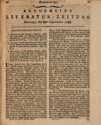 Allgemeine Literatur-Zeitung (Literarisches Zentralblatt für Deutschland) Montag 29. September 1788