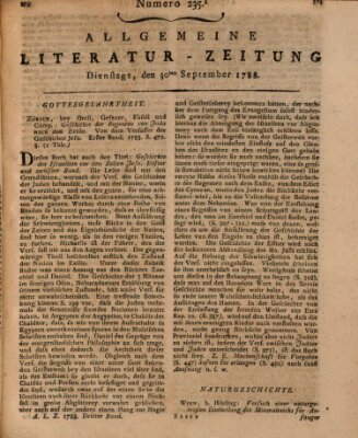 Allgemeine Literatur-Zeitung (Literarisches Zentralblatt für Deutschland) Dienstag 30. September 1788