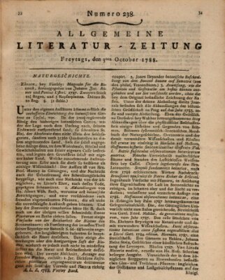 Allgemeine Literatur-Zeitung (Literarisches Zentralblatt für Deutschland) Freitag 3. Oktober 1788