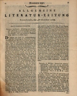 Allgemeine Literatur-Zeitung (Literarisches Zentralblatt für Deutschland) Samstag 4. Oktober 1788