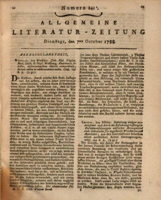 Allgemeine Literatur-Zeitung (Literarisches Zentralblatt für Deutschland) Dienstag 7. Oktober 1788