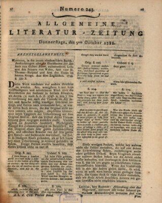 Allgemeine Literatur-Zeitung (Literarisches Zentralblatt für Deutschland) Donnerstag 9. Oktober 1788