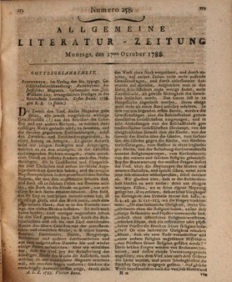 Allgemeine Literatur-Zeitung (Literarisches Zentralblatt für Deutschland) Montag 27. Oktober 1788