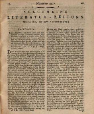 Allgemeine Literatur-Zeitung (Literarisches Zentralblatt für Deutschland) Mittwoch 12. November 1788