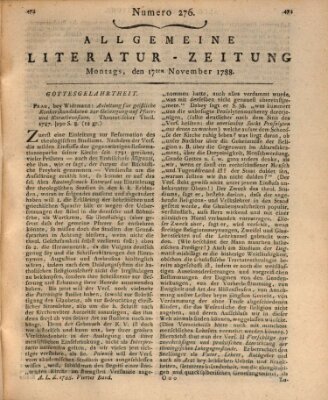 Allgemeine Literatur-Zeitung (Literarisches Zentralblatt für Deutschland) Montag 17. November 1788