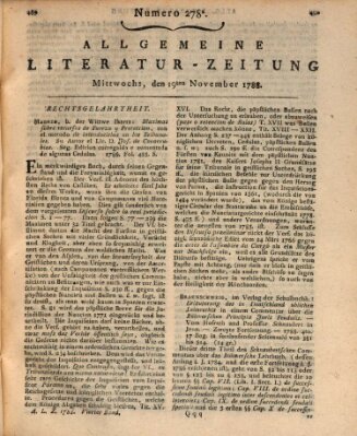 Allgemeine Literatur-Zeitung (Literarisches Zentralblatt für Deutschland) Mittwoch 19. November 1788