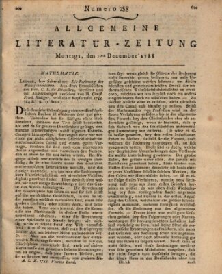 Allgemeine Literatur-Zeitung (Literarisches Zentralblatt für Deutschland) Montag 1. Dezember 1788