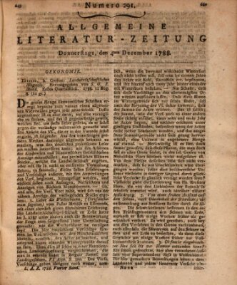 Allgemeine Literatur-Zeitung (Literarisches Zentralblatt für Deutschland) Donnerstag 4. Dezember 1788