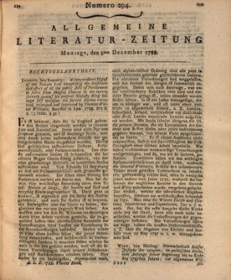 Allgemeine Literatur-Zeitung (Literarisches Zentralblatt für Deutschland) Montag 8. Dezember 1788