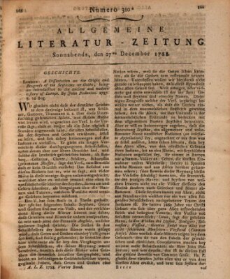 Allgemeine Literatur-Zeitung (Literarisches Zentralblatt für Deutschland) Samstag 27. Dezember 1788