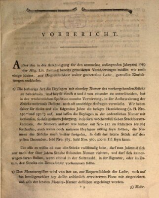 Allgemeine Literatur-Zeitung (Literarisches Zentralblatt für Deutschland) Donnerstag 1. Januar 1789