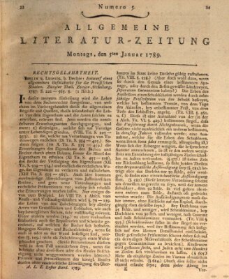 Allgemeine Literatur-Zeitung (Literarisches Zentralblatt für Deutschland) Montag 5. Januar 1789