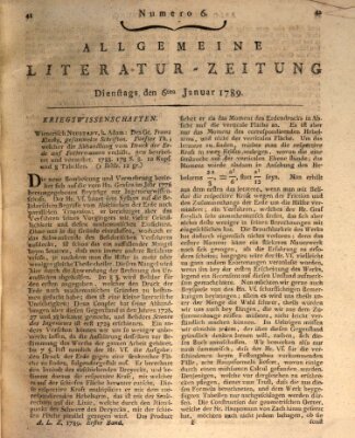 Allgemeine Literatur-Zeitung (Literarisches Zentralblatt für Deutschland) Dienstag 6. Januar 1789