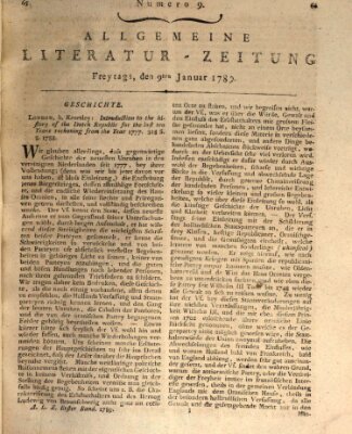 Allgemeine Literatur-Zeitung (Literarisches Zentralblatt für Deutschland) Freitag 9. Januar 1789
