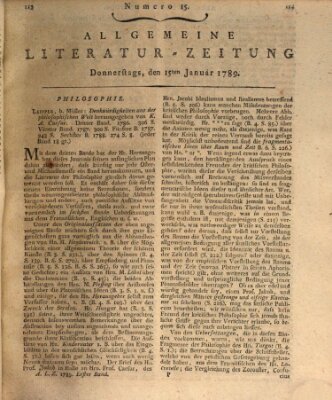 Allgemeine Literatur-Zeitung (Literarisches Zentralblatt für Deutschland) Donnerstag 15. Januar 1789