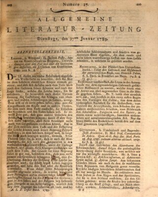 Allgemeine Literatur-Zeitung (Literarisches Zentralblatt für Deutschland) Dienstag 27. Januar 1789