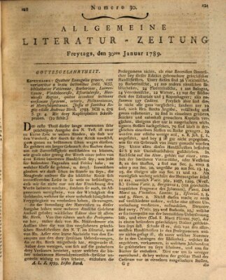 Allgemeine Literatur-Zeitung (Literarisches Zentralblatt für Deutschland) Freitag 30. Januar 1789