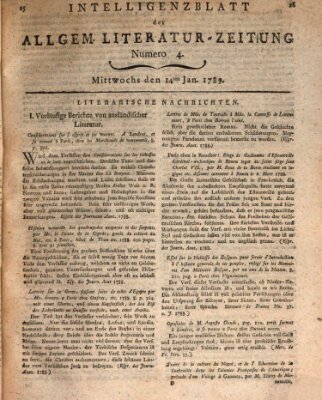 Allgemeine Literatur-Zeitung (Literarisches Zentralblatt für Deutschland) Mittwoch 14. Januar 1789